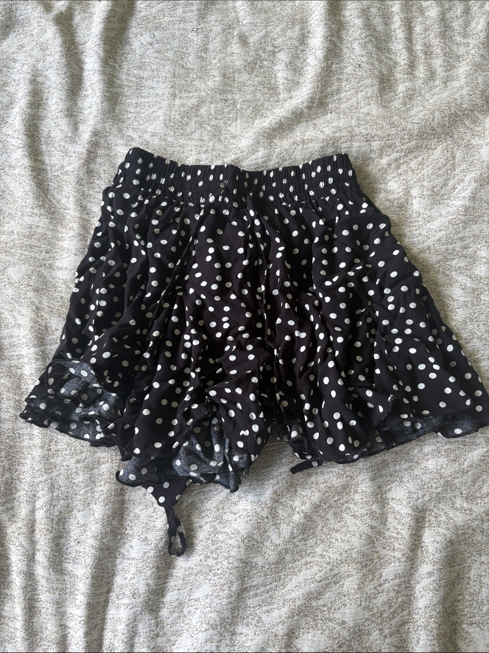 Black Polka Dot Ruffle Shorts